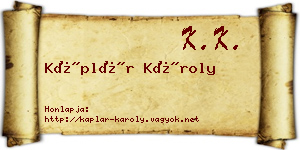 Káplár Károly névjegykártya