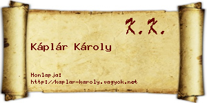 Káplár Károly névjegykártya