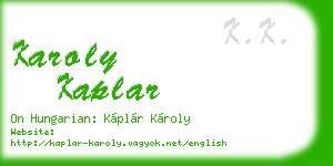 karoly kaplar business card